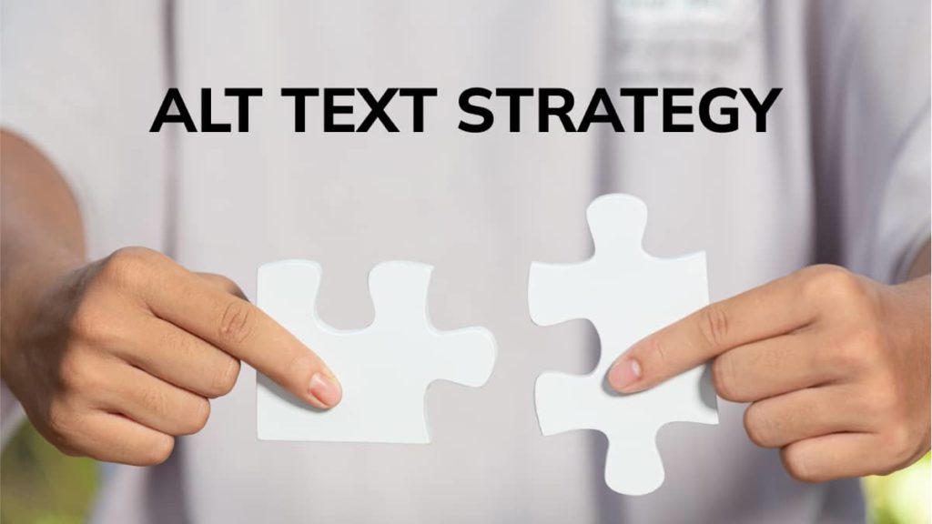Featured image Man holding puzzle pieces with Alt Text SEO written on it.